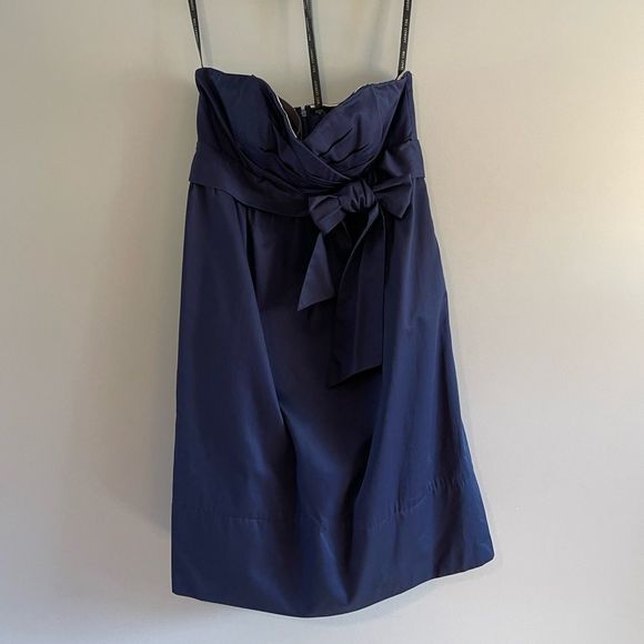 Bill Levkoff Navy Formal Strapless Sweetheart Neckline Dress || SZ 12 - Picture 7 of 12